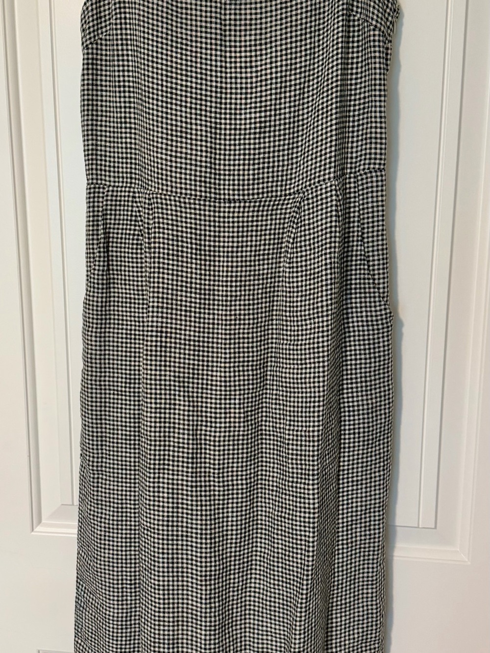 Quince Sleeveless Black & White Gingham Midi Dress - Picture 3 of 6
